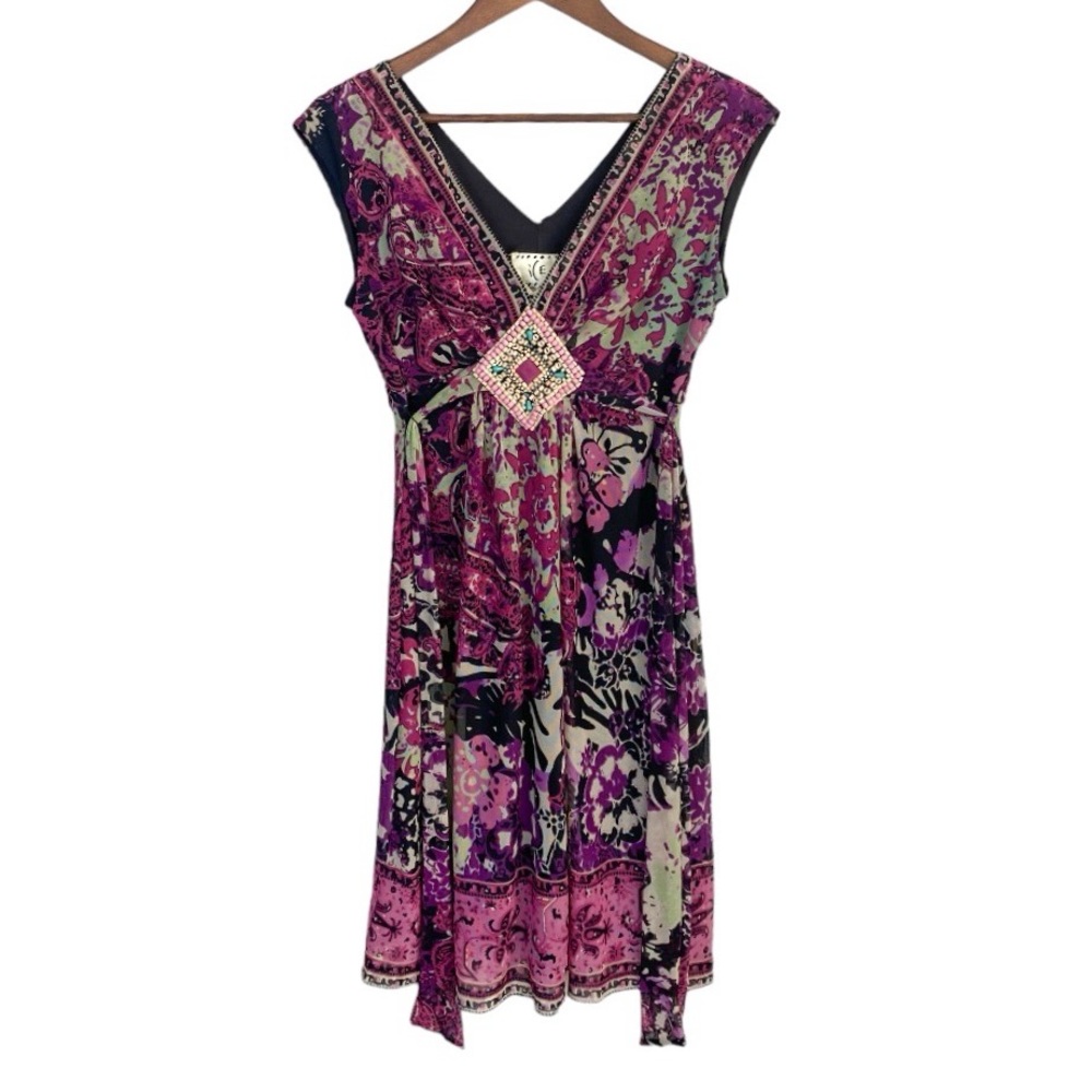 ICE Floral V Neck Dress Size 4